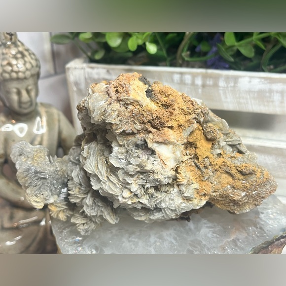 Witches Hat Blue Barite Specimen with Iron Deposits - Picture 3 of 4